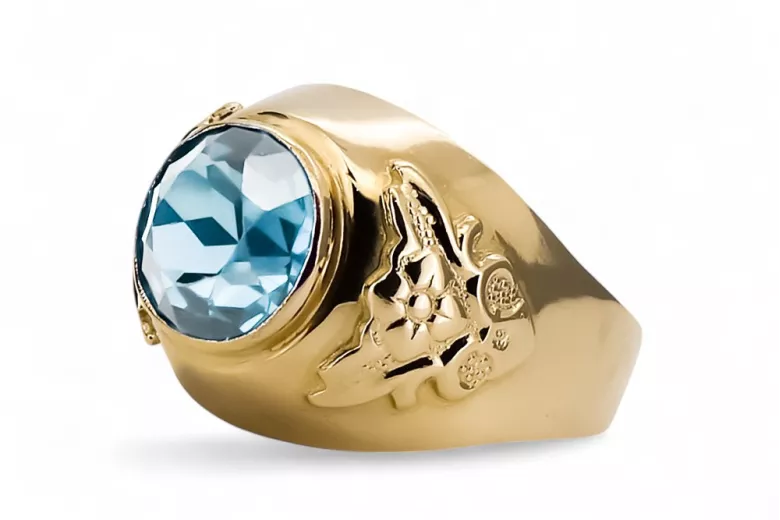 Ring Aquamarin 14 Karat Gelbgold Vintage vrc078y